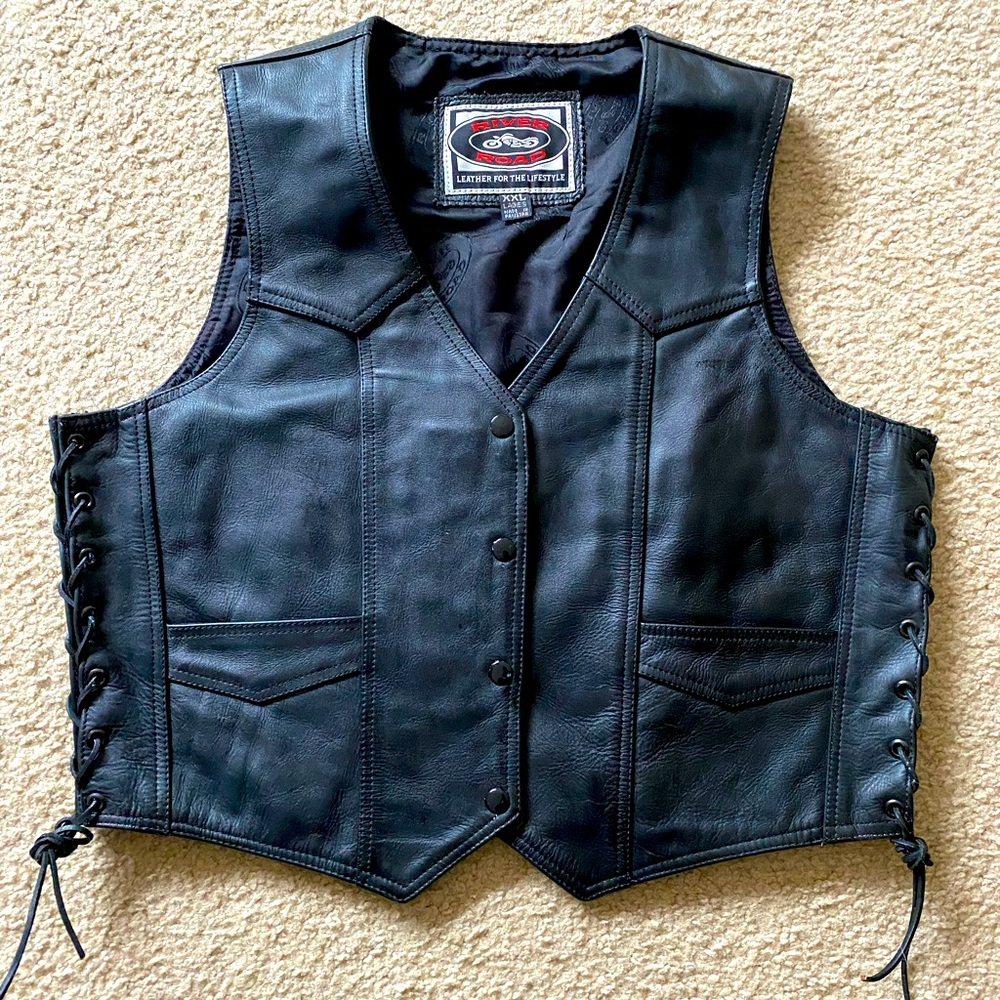 River Road Leather Motorcycle Vest